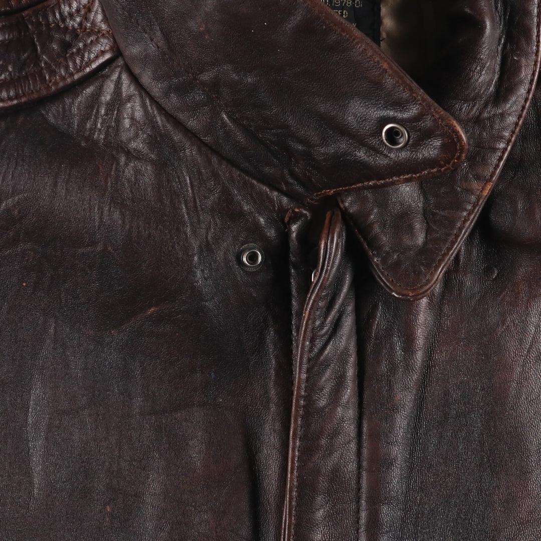 Vintage 1980'S AVIREX A-2 Leather Flight Jacket, Men's Size XL genuine leather brown type Vintage Second Hand