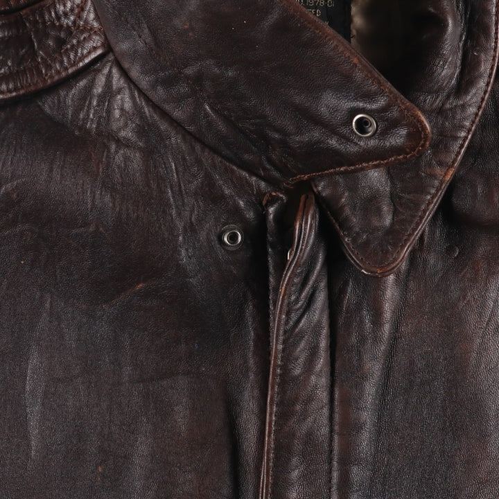 Vintage 1980'S AVIREX A-2 Leather Flight Jacket, Men's Size XL genuine leather brown type Vintage Second Hand