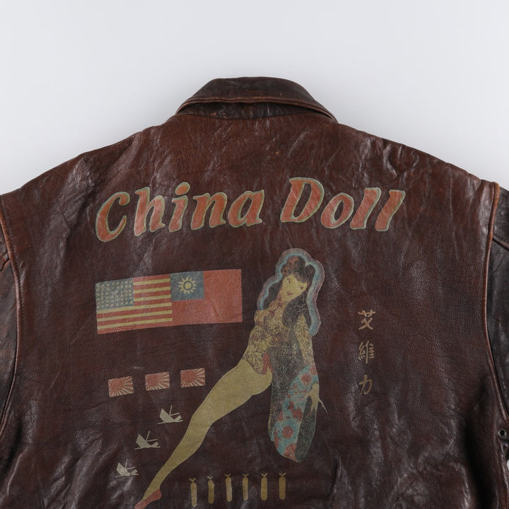 Vintage 1980'S AVIREX A-2 Leather Flight Jacket, Men's Size XL genuine leather brown type Vintage Second Hand