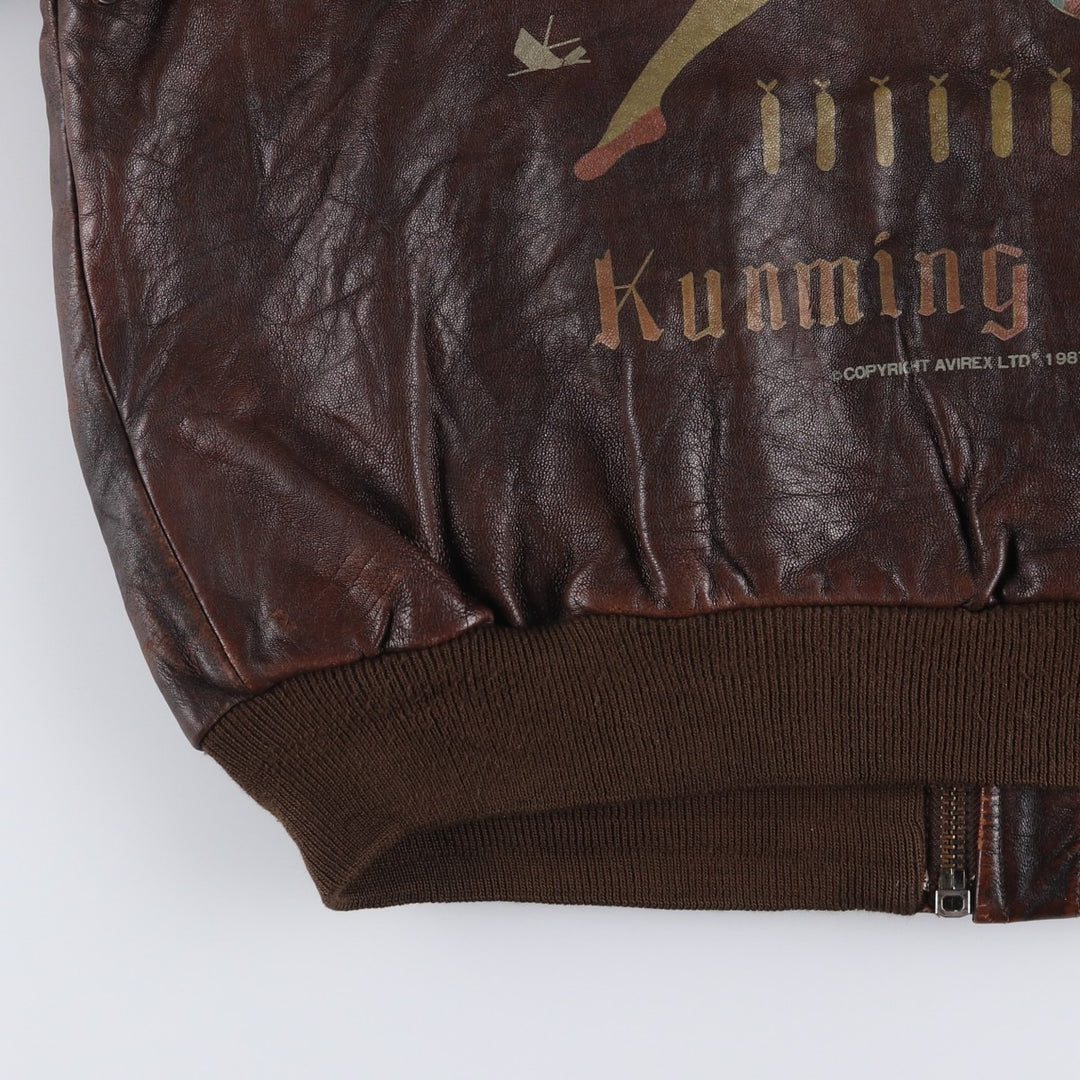 Vintage 1980'S AVIREX A-2 Leather Flight Jacket, Men's Size XL genuine leather brown type Vintage Second Hand