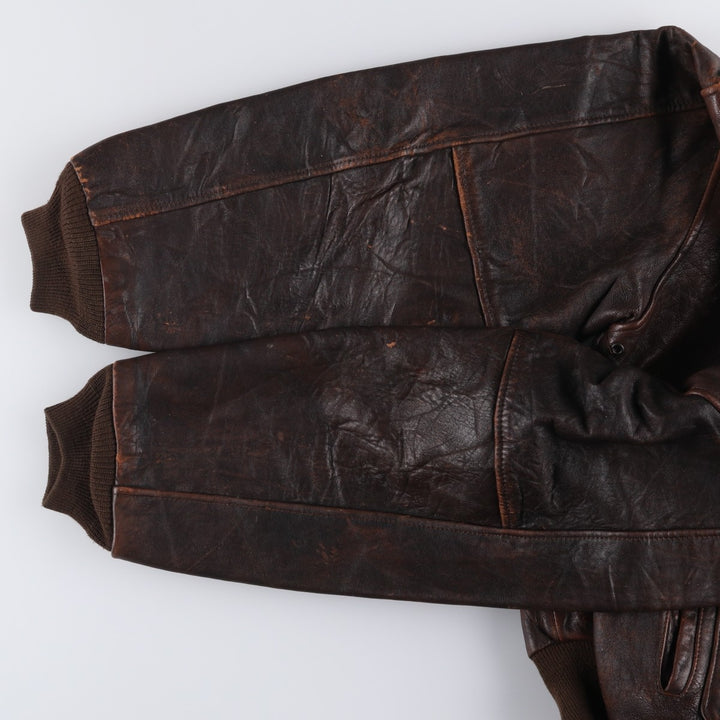Vintage 1980'S AVIREX A-2 Leather Flight Jacket, Men's Size XL genuine leather brown type Vintage Second Hand