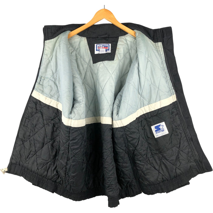 90'S Starter PRO LINE NFL Las Vegas Raiders Padded Puffer Jacket, Men's Size XL Polyurethane Coated Nylon black type Vintage Second Hand