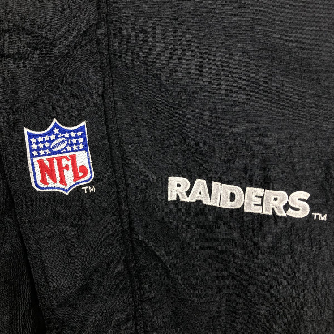 90'S Starter PRO LINE NFL Las Vegas Raiders Padded Puffer Jacket, Men's Size XL Polyurethane Coated Nylon black type Vintage Second Hand