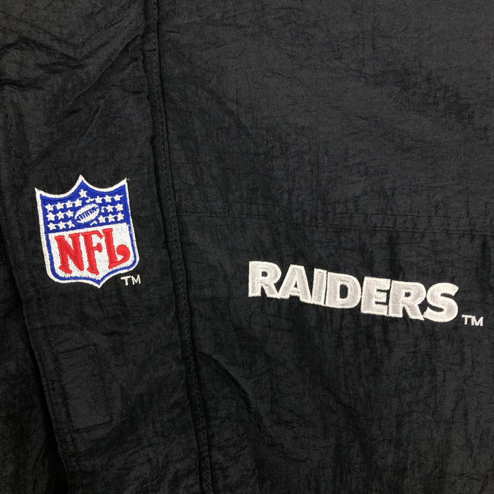 90'S Starter PRO LINE NFL Las Vegas Raiders Padded Puffer Jacket, Men's Size XL Polyurethane Coated Nylon black type Vintage Second Hand