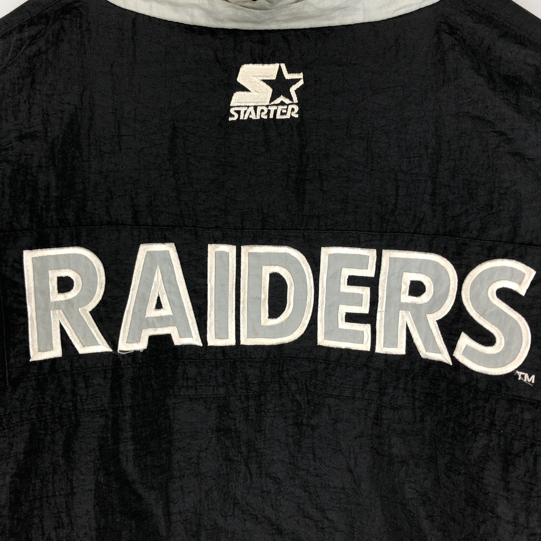 90'S Starter PRO LINE NFL Las Vegas Raiders Padded Puffer Jacket, Men's Size XL Polyurethane Coated Nylon black type Vintage Second Hand