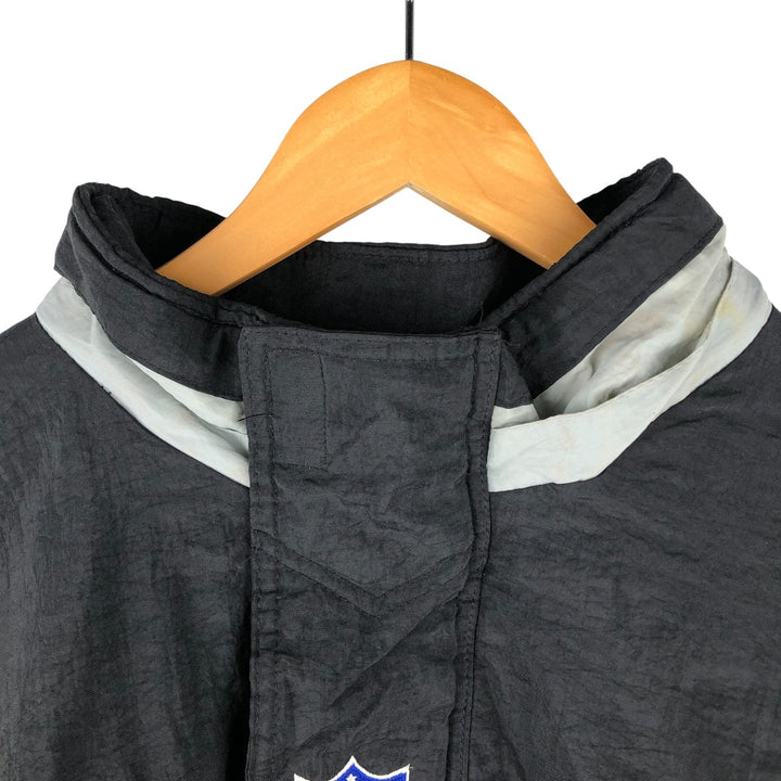 90'S Starter PRO LINE NFL Las Vegas Raiders Padded Puffer Jacket, Men's Size XL Polyurethane Coated Nylon black type Vintage Second Hand