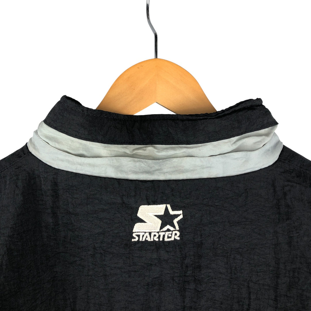 90'S Starter PRO LINE NFL Las Vegas Raiders Padded Puffer Jacket, Men's Size XL Polyurethane Coated Nylon black type Vintage Second Hand