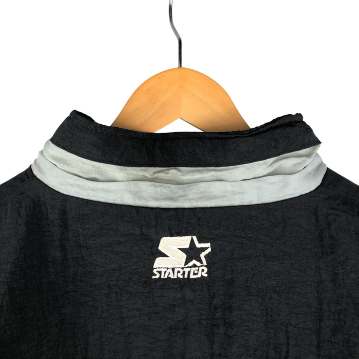 90'S Starter PRO LINE NFL Las Vegas Raiders Padded Puffer Jacket, Men's Size XL Polyurethane Coated Nylon black type Vintage Second Hand