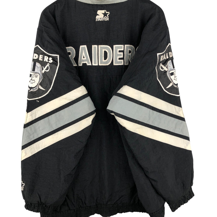 90'S Starter PRO LINE NFL Las Vegas Raiders Padded Puffer Jacket, Men's Size XL Polyurethane Coated Nylon black type Vintage Second Hand
