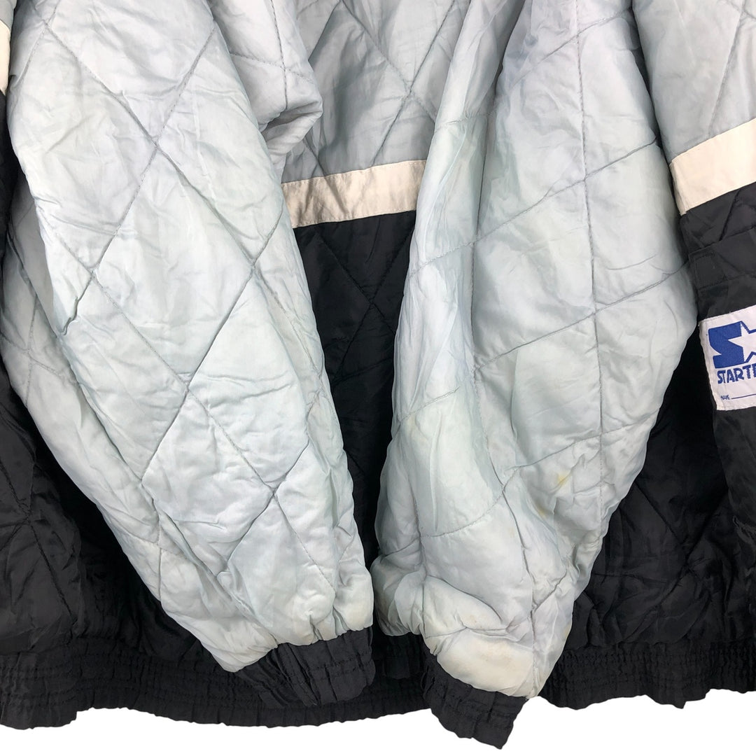 90'S Starter PRO LINE NFL Las Vegas Raiders Padded Puffer Jacket, Men's Size XL Polyurethane Coated Nylon black type Vintage Second Hand