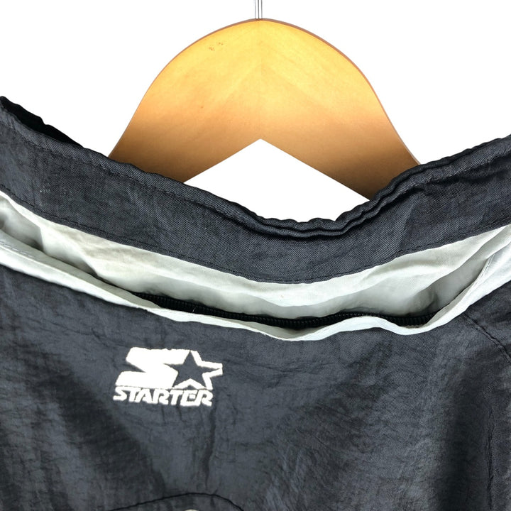 90'S Starter PRO LINE NFL Las Vegas Raiders Padded Puffer Jacket, Men's Size XL Polyurethane Coated Nylon black type Vintage Second Hand