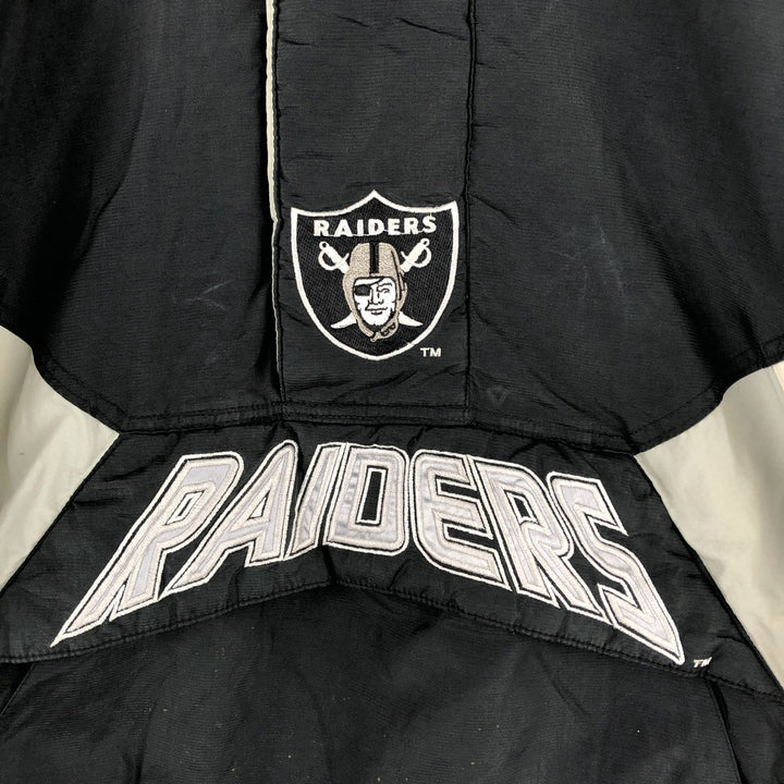 90'S Starter PRO LINE NFL Las Vegas Raiders Back Logo Padded Hoodie, Puffer Jacket, Anorak Polyurethane Coated Nylon black type Vintage Second Hand