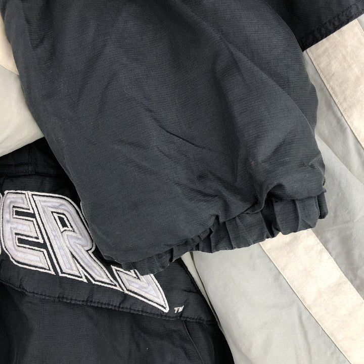 90'S Starter PRO LINE NFL Las Vegas Raiders Back Logo Padded Hoodie, Puffer Jacket, Anorak Polyurethane Coated Nylon black type Vintage Second Hand