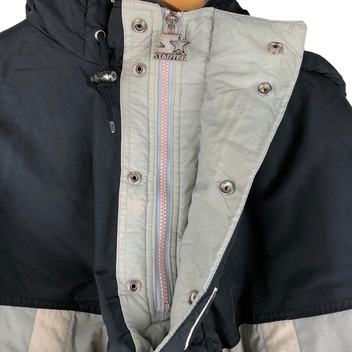 90'S Starter PRO LINE NFL Las Vegas Raiders Back Logo Padded Hoodie, Puffer Jacket, Anorak Polyurethane Coated Nylon black type Vintage Second Hand