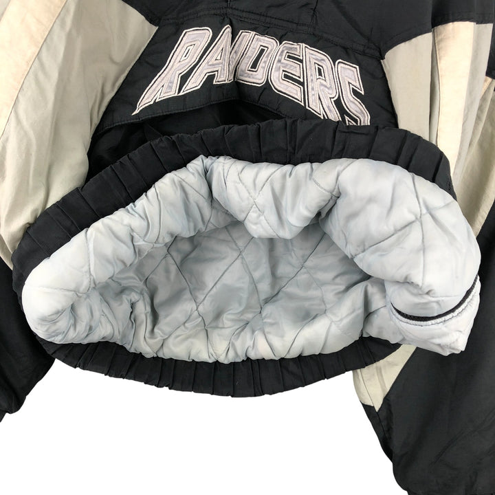 90'S Starter PRO LINE NFL Las Vegas Raiders Back Logo Padded Hoodie, Puffer Jacket, Anorak Polyurethane Coated Nylon black type Vintage Second Hand
