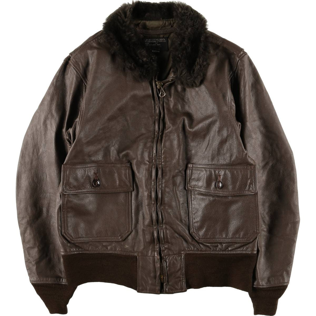 1970'S US Military G-1 Leather Flight Jacket, Made in USA, Size 42, Men's Medium, Vintage unclear brown type Vintage Second Hand