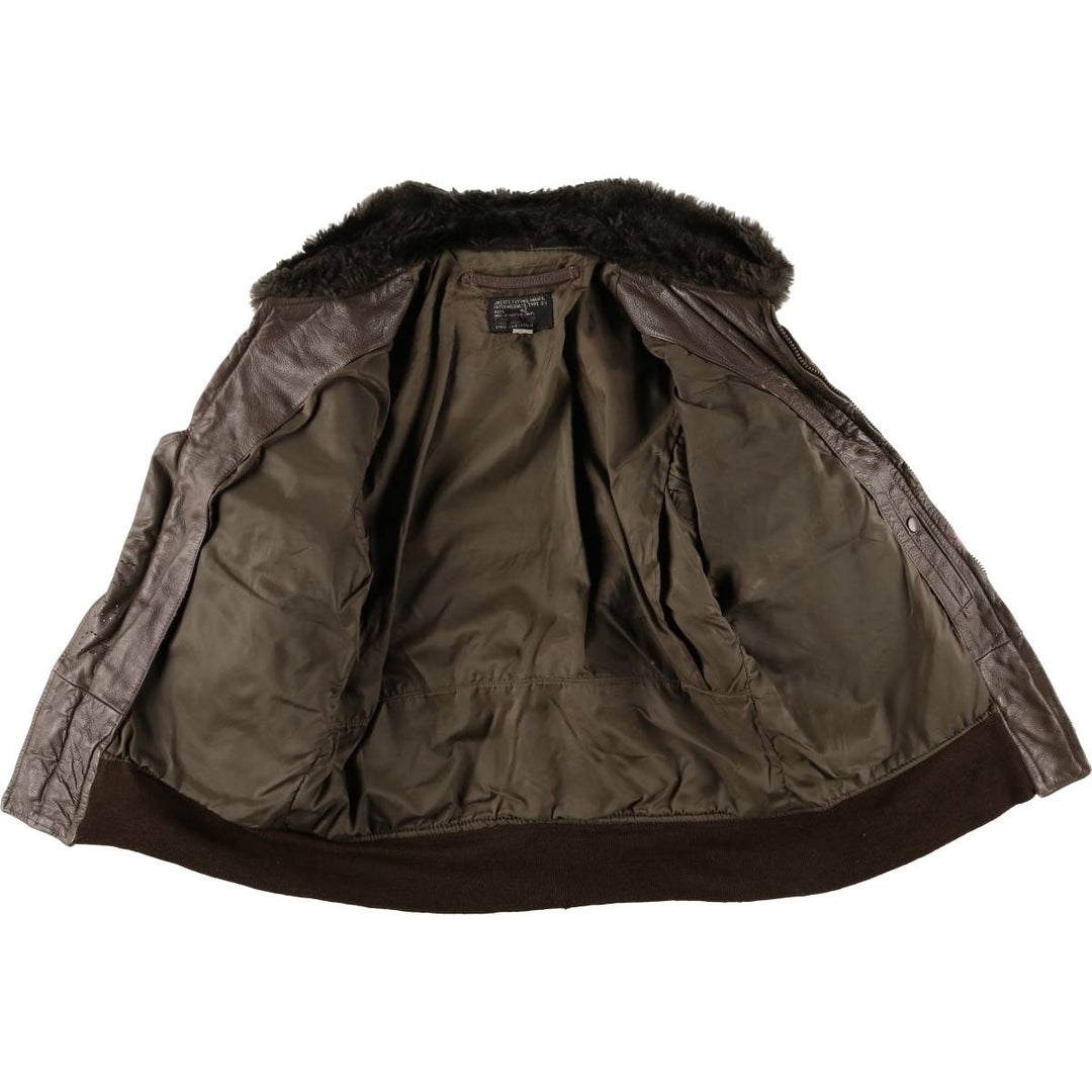 1970'S US Military G-1 Leather Flight Jacket, Made in USA, Size 42, Men's Medium, Vintage unclear brown type Vintage Second Hand