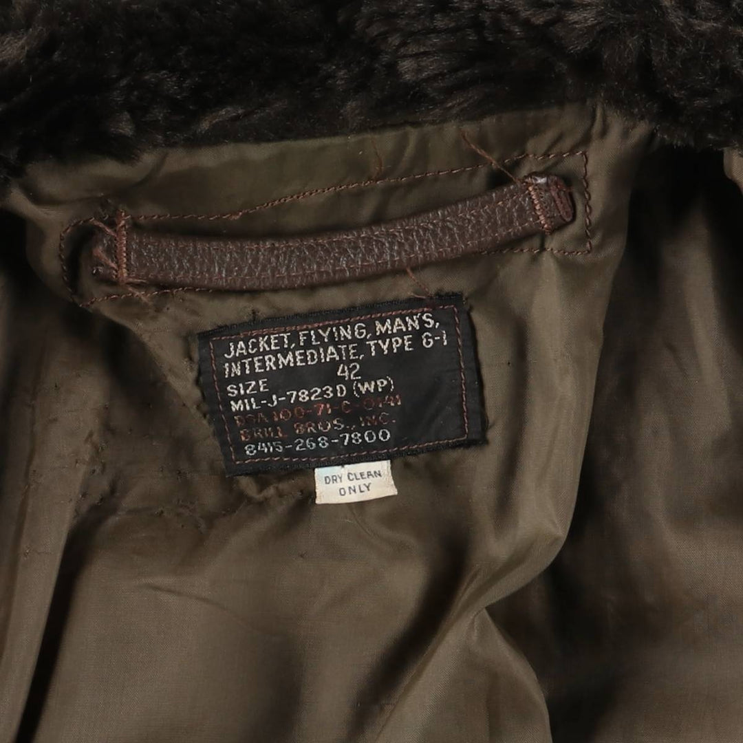 1970'S US Military G-1 Leather Flight Jacket, Made in USA, Size 42, Men's Medium, Vintage unclear brown type Vintage Second Hand