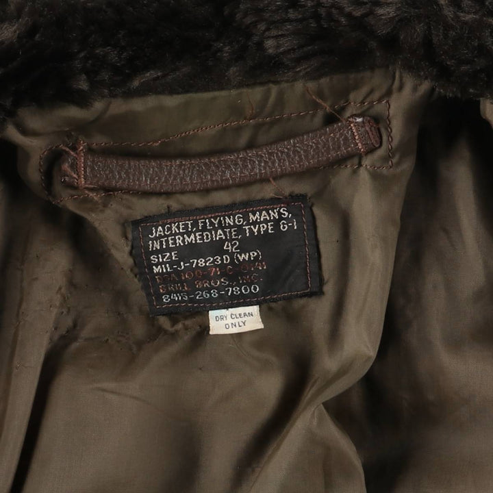 1970'S US Military G-1 Leather Flight Jacket, Made in USA, Size 42, Men's Medium, Vintage unclear brown type Vintage Second Hand