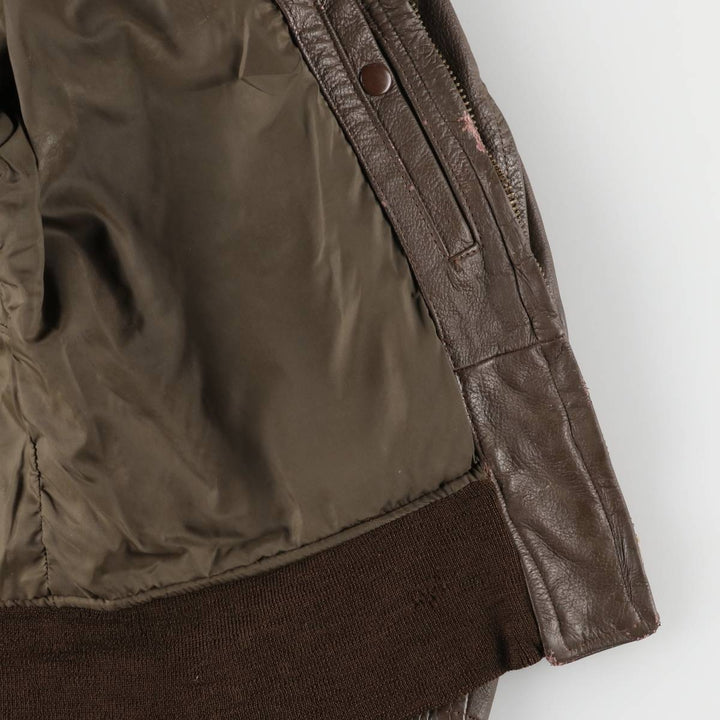 1970'S US Military G-1 Leather Flight Jacket, Made in USA, Size 42, Men's Medium, Vintage unclear brown type Vintage Second Hand