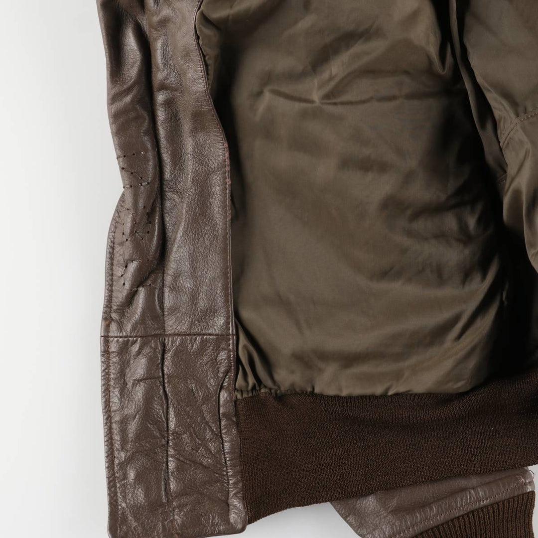 1970'S US Military G-1 Leather Flight Jacket, Made in USA, Size 42, Men's Medium, Vintage unclear brown type Vintage Second Hand