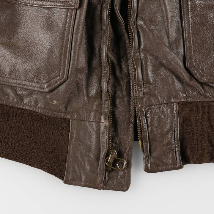 1970'S US Military G-1 Leather Flight Jacket, Made in USA, Size 42, Men's Medium, Vintage unclear brown type Vintage Second Hand