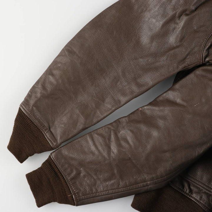 1970'S US Military G-1 Leather Flight Jacket, Made in USA, Size 42, Men's Medium, Vintage unclear brown type Vintage Second Hand