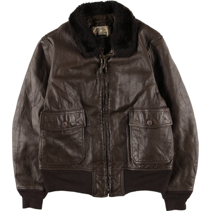 1970'S US Military G-1 Leather Flight Jacket, Made in USA, Size 42, Men's Medium, Vintage unclear brown type Vintage Second Hand
