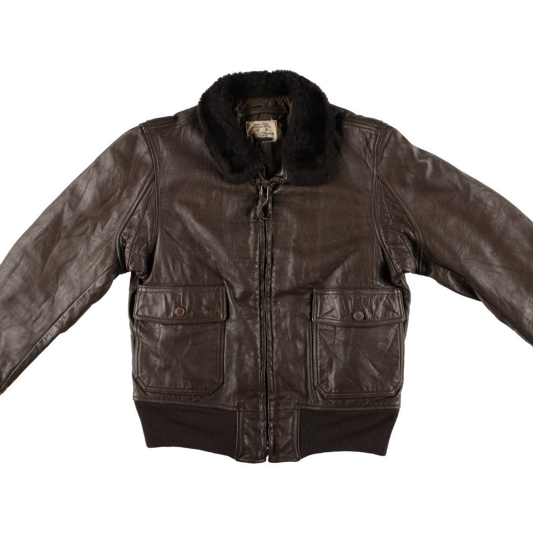 1970'S US Military G-1 Leather Flight Jacket, Made in USA, Size 42, Men's Medium, Vintage unclear brown type Vintage Second Hand