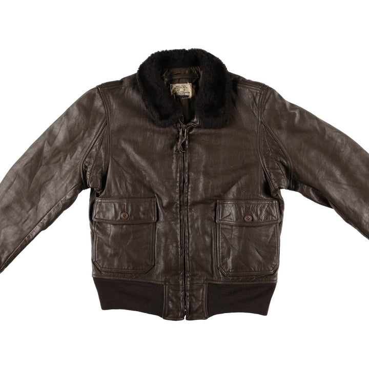 1970'S US Military G-1 Leather Flight Jacket, Made in USA, Size 42, Men's Medium, Vintage unclear brown type Vintage Second Hand