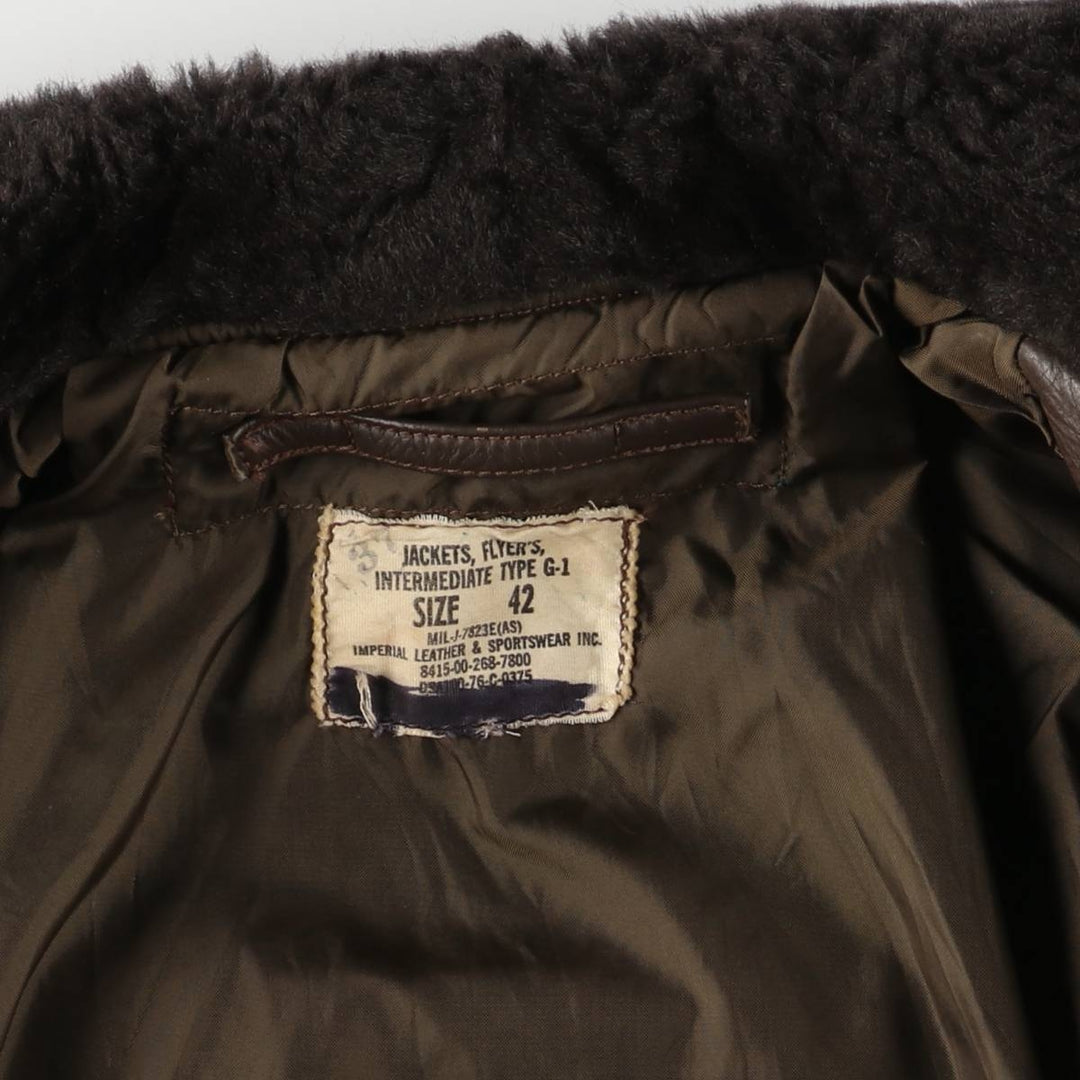 1970'S US Military G-1 Leather Flight Jacket, Made in USA, Size 42, Men's Medium, Vintage unclear brown type Vintage Second Hand