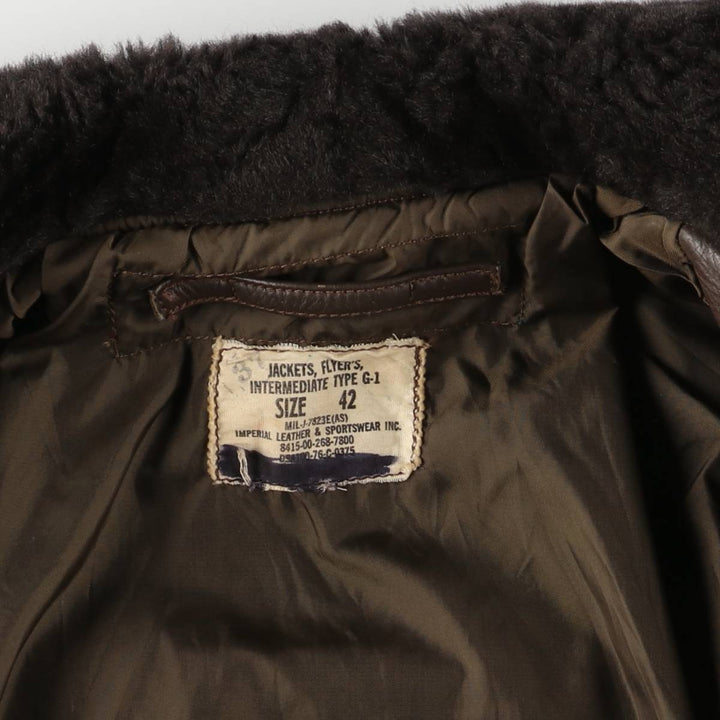 1970'S US Military G-1 Leather Flight Jacket, Made in USA, Size 42, Men's Medium, Vintage unclear brown type Vintage Second Hand