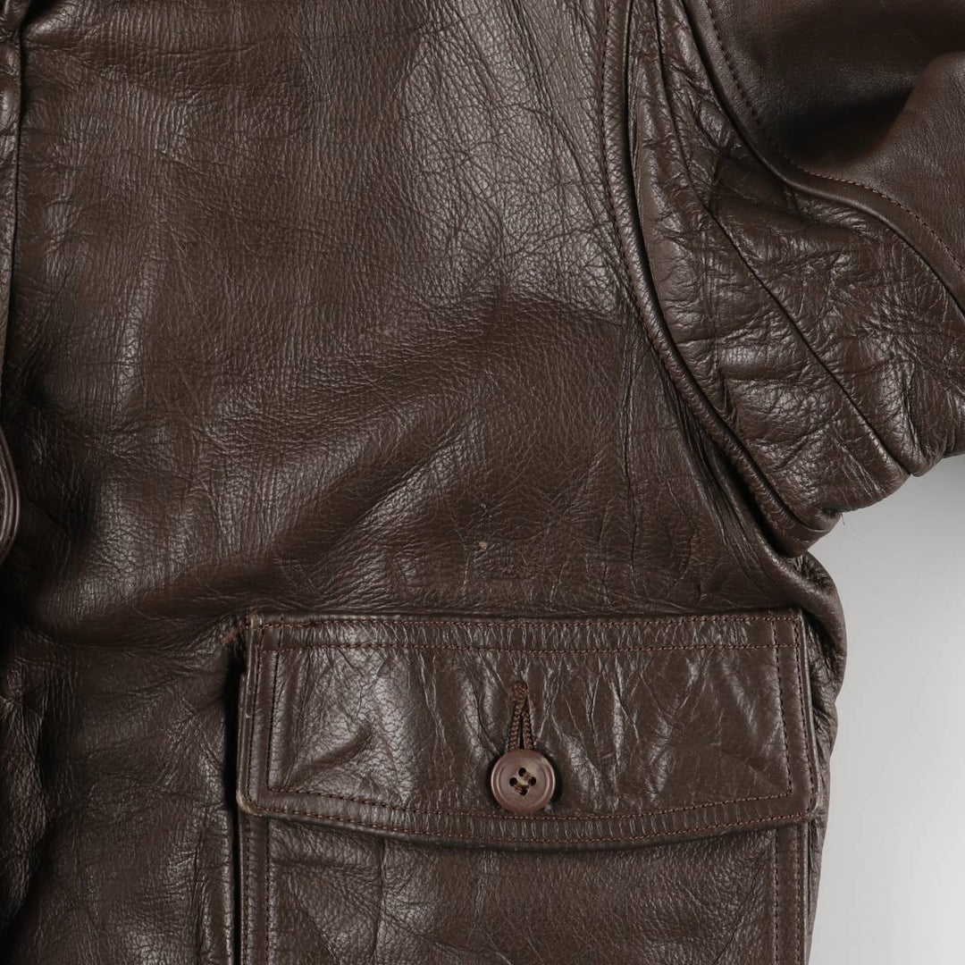 1970'S US Military G-1 Leather Flight Jacket, Made in USA, Size 42, Men's Medium, Vintage unclear brown type Vintage Second Hand