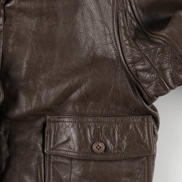 1970'S US Military G-1 Leather Flight Jacket, Made in USA, Size 42, Men's Medium, Vintage unclear brown type Vintage Second Hand