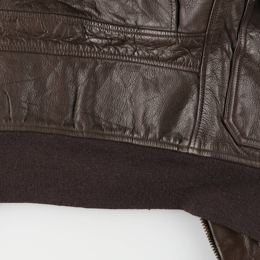 1970'S US Military G-1 Leather Flight Jacket, Made in USA, Size 42, Men's Medium, Vintage unclear brown type Vintage Second Hand