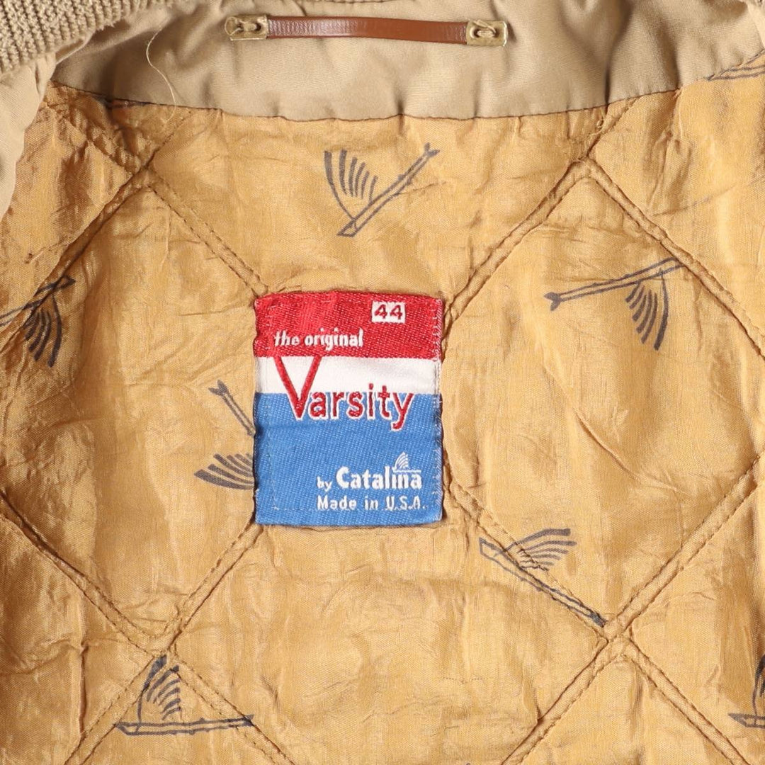 Vintage 70s-80'S Catalina Varsity Padded Derby Jacket with Cup Shoulder Straps, Made in the USA, Men's Size L unclear Beige type Vintage Second Hand