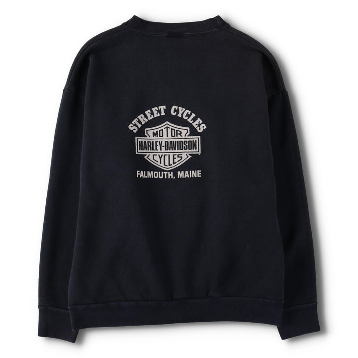 Vintage 1980'S Harley-Davidson floral and rose print sweatshirt, made in the USA, size L, women's. cotton black type Vintage Second Hand