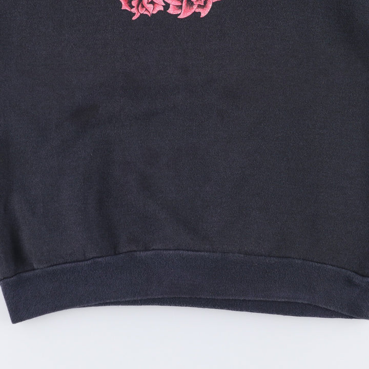Vintage 1980'S Harley-Davidson floral and rose print sweatshirt, made in the USA, size L, women's. cotton black type Vintage Second Hand