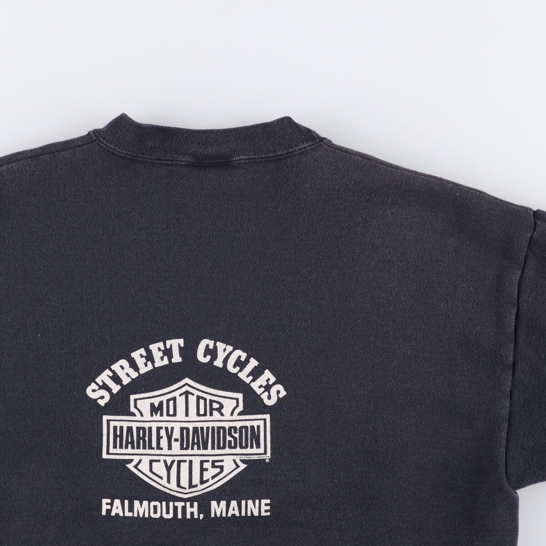 Vintage 1980'S Harley-Davidson floral and rose print sweatshirt, made in the USA, size L, women's. cotton black type Vintage Second Hand