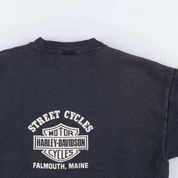 Vintage 1980'S Harley-Davidson floral and rose print sweatshirt, made in the USA, size L, women's. cotton black type Vintage Second Hand