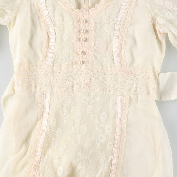 Vintage 1970'S Gunne Sax Jessica maxi-length, long-sleeved flared dress, women's size XS unclear ivory Vintage Second Hand