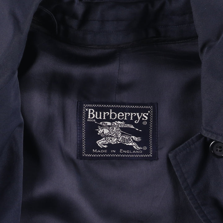 1990'S Burberry Balmacaan Coat, Made in England, Women's Size L cotton navy blue type Vintage Second Hand