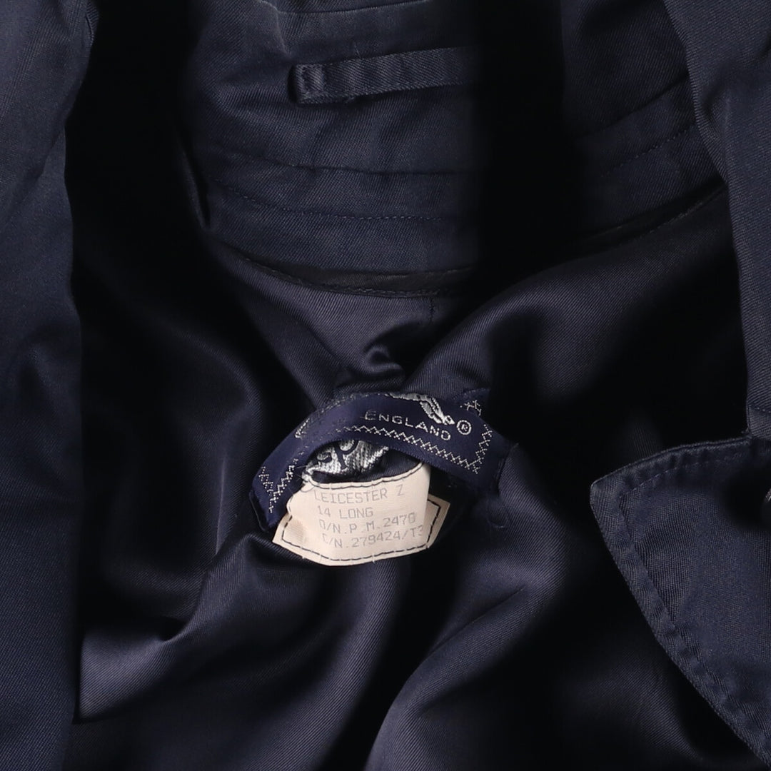 1990'S Burberry Balmacaan Coat, Made in England, Women's Size L cotton navy blue type Vintage Second Hand