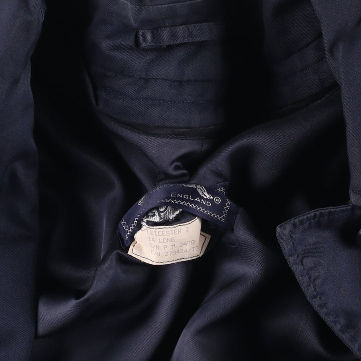 1990'S Burberry Balmacaan Coat, Made in England, Women's Size L cotton navy blue type Vintage Second Hand