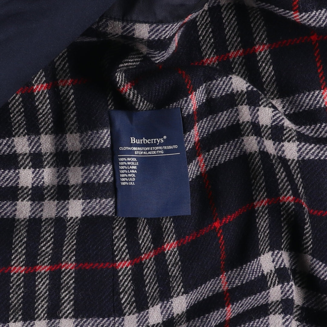 1990'S Burberry Balmacaan Coat, Made in England, Women's Size L cotton navy blue type Vintage Second Hand