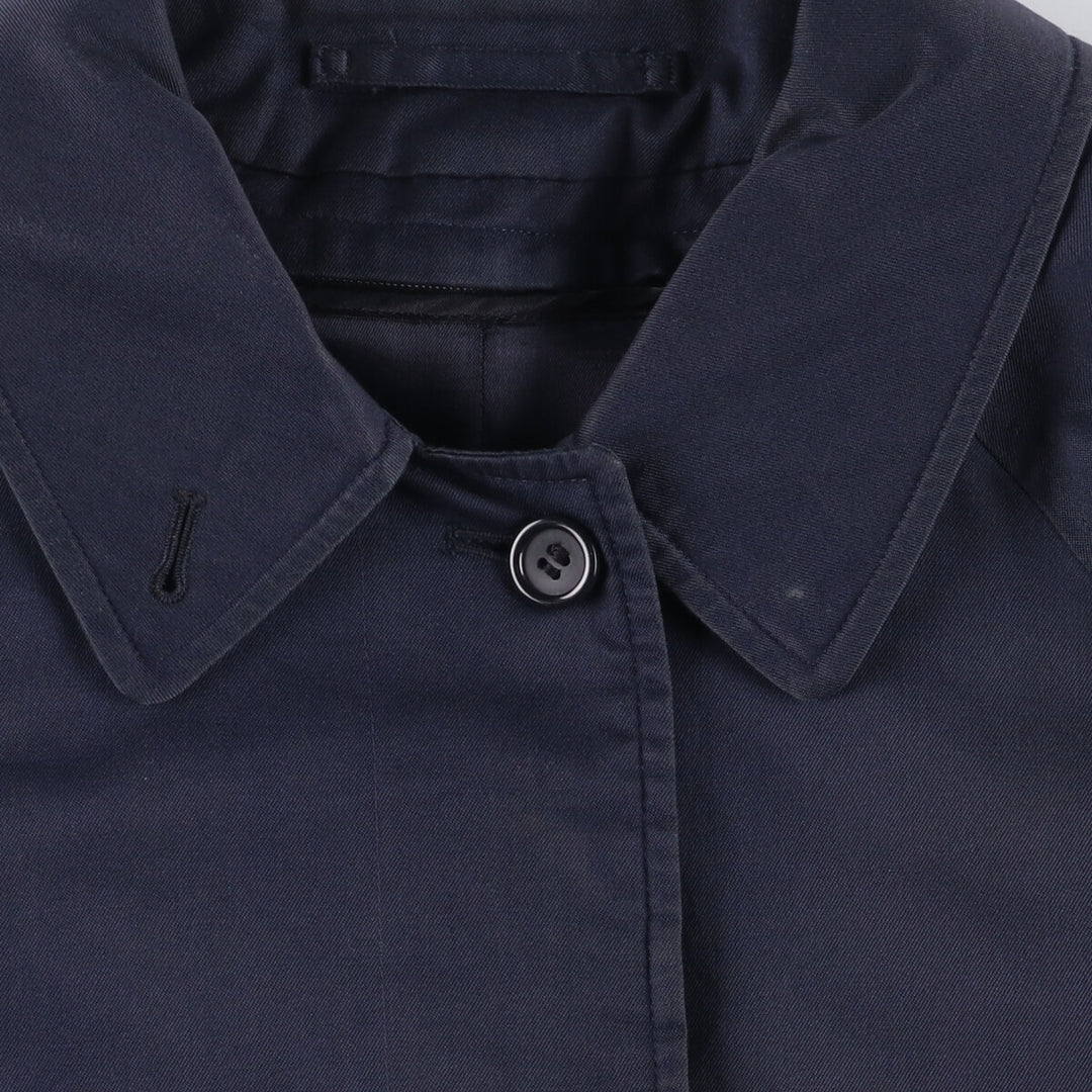 1990'S Burberry Balmacaan Coat, Made in England, Women's Size L cotton navy blue type Vintage Second Hand