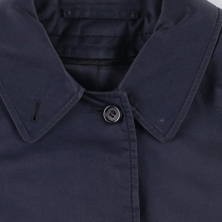 1990'S Burberry Balmacaan Coat, Made in England, Women's Size L cotton navy blue type Vintage Second Hand
