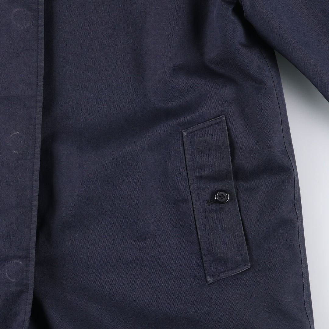 1990'S Burberry Balmacaan Coat, Made in England, Women's Size L cotton navy blue type Vintage Second Hand