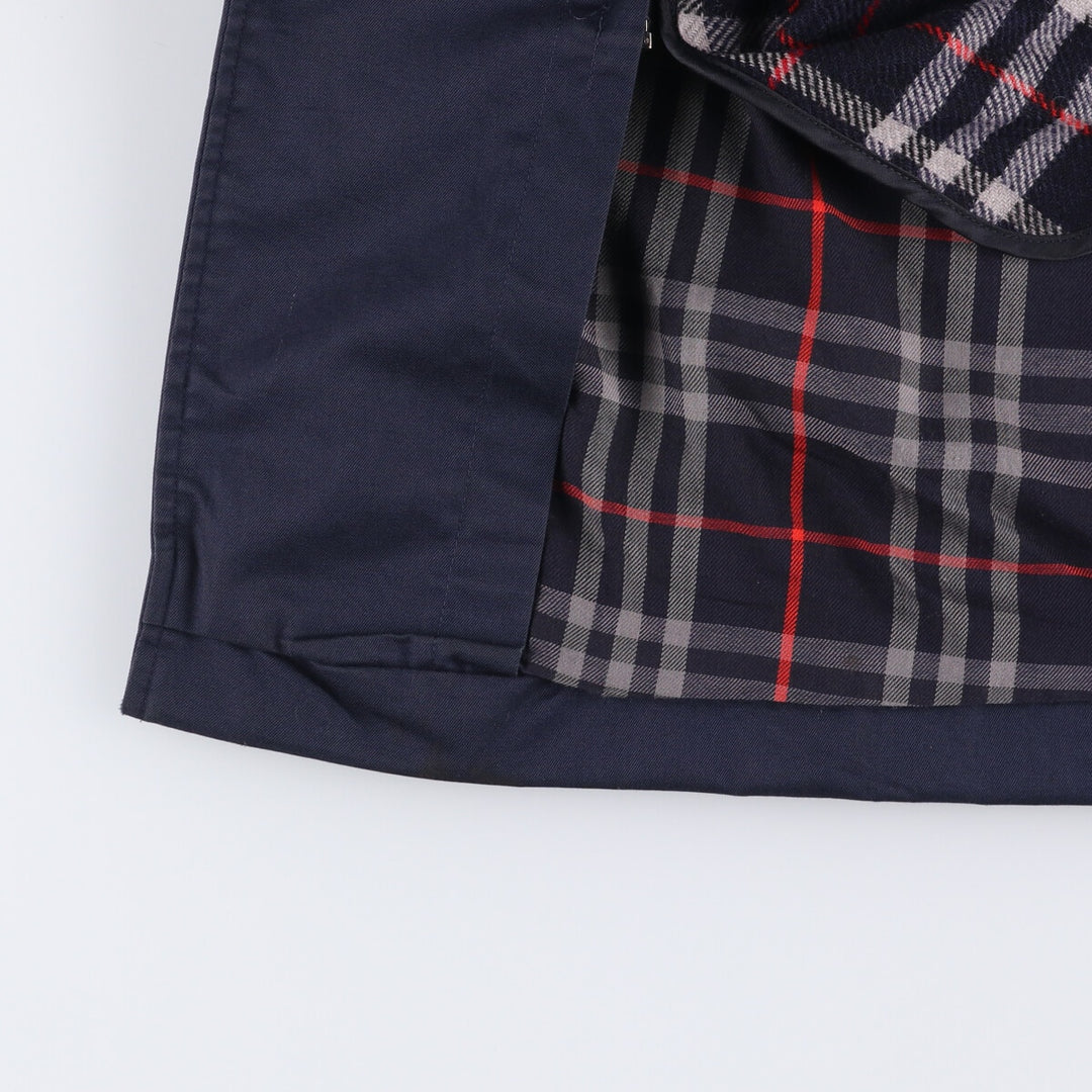 1990'S Burberry Balmacaan Coat, Made in England, Women's Size L cotton navy blue type Vintage Second Hand