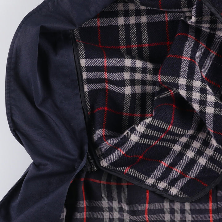 1990'S Burberry Balmacaan Coat, Made in England, Women's Size L cotton navy blue type Vintage Second Hand